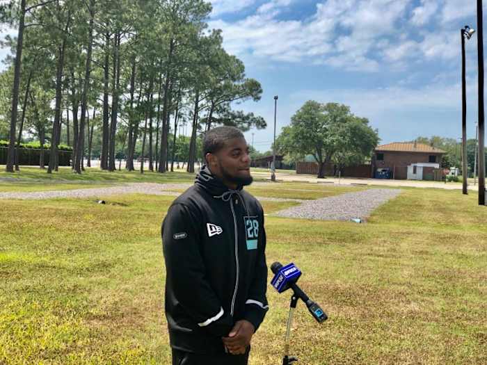 NFL Draft Prospect: CB Amik Robertson addresses the media at his Pro Day.
